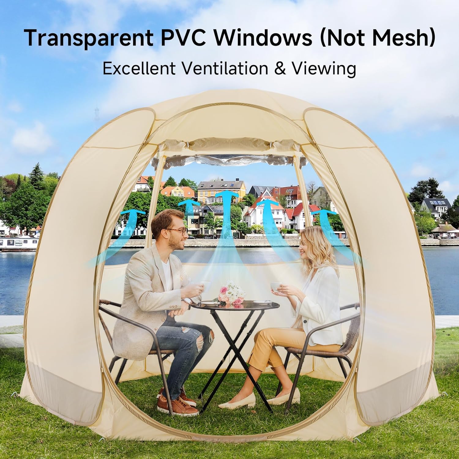 Screen gazebo sleeps 6-10-15 people Igloo-style canopy tent mosquito net on the sides Perfect