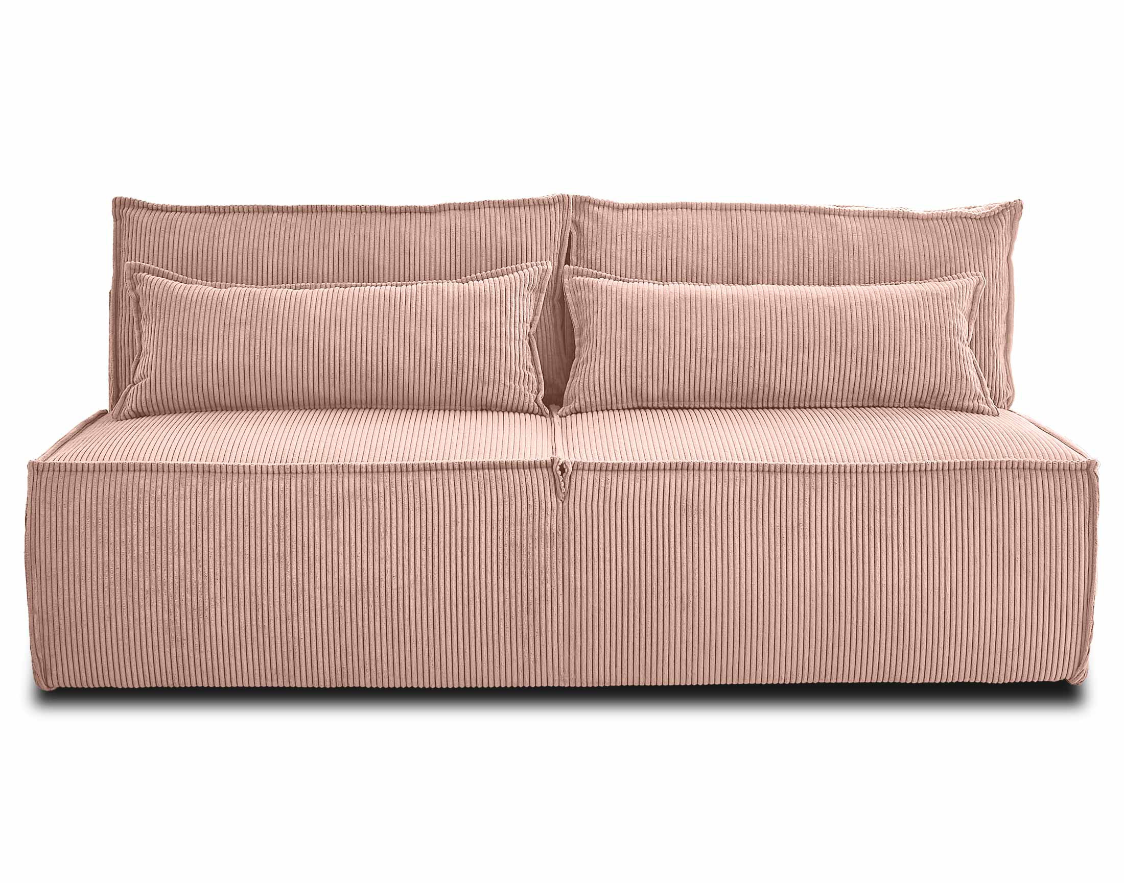 Sofá recto convertible de 3 plazas en terciopelo canalé rosa rq1487d2