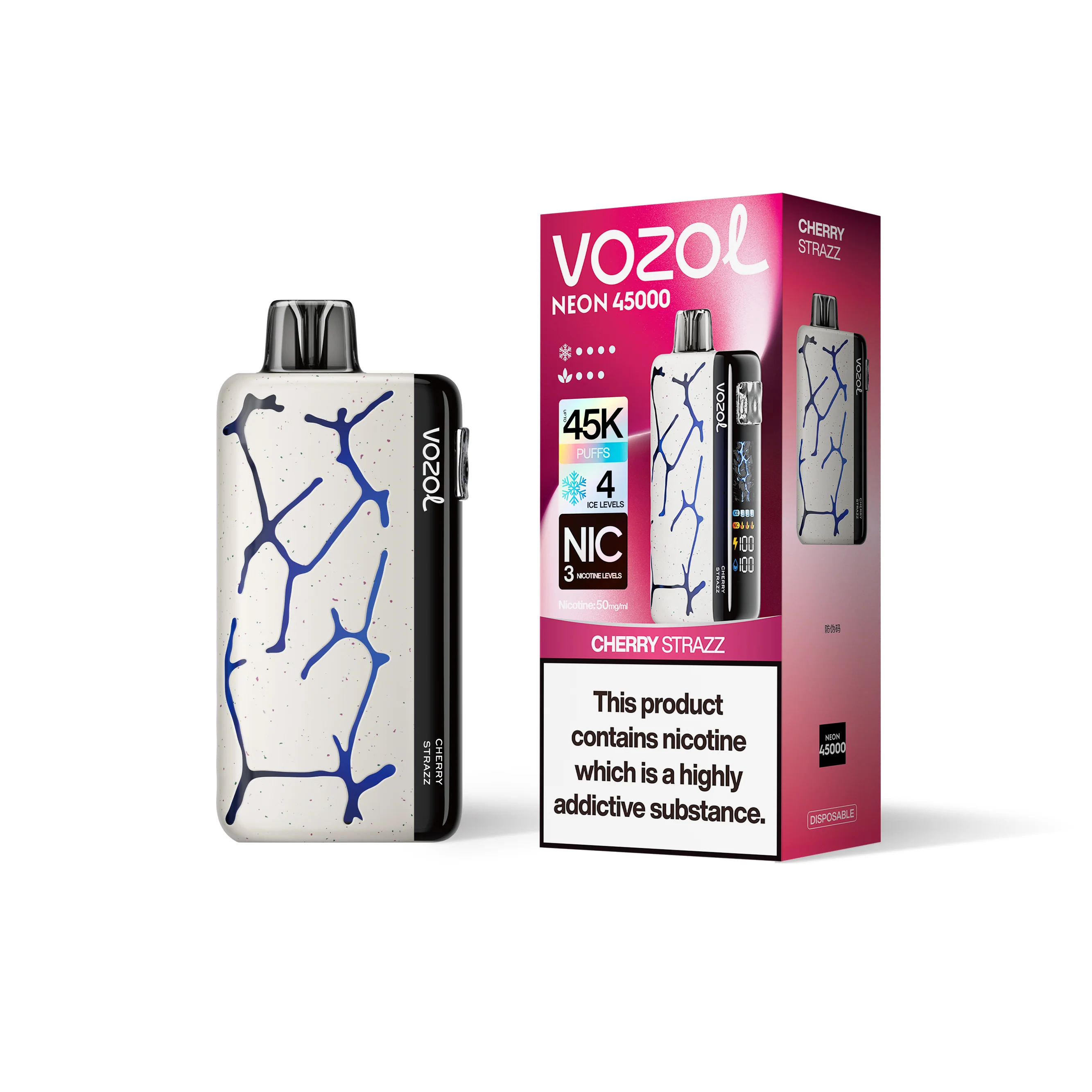 VOZOL NEON 45K kertakäyttöinen sähkötupakka (kaikki maut)