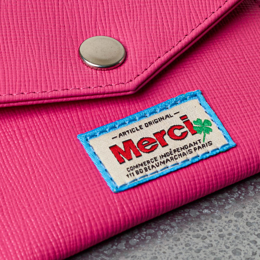 Merci - Porte Carte à Rabat - Rose