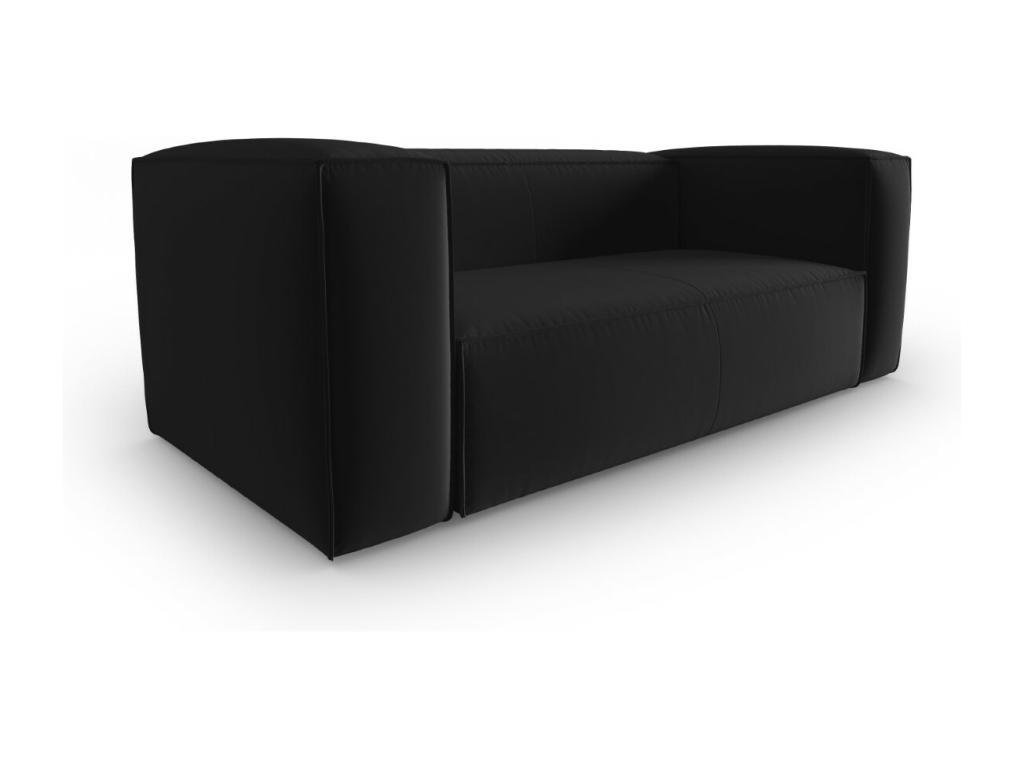 Tucasago - Sofá "Mackay" 2 plazas de terciopelo negro - 150x94x73cm