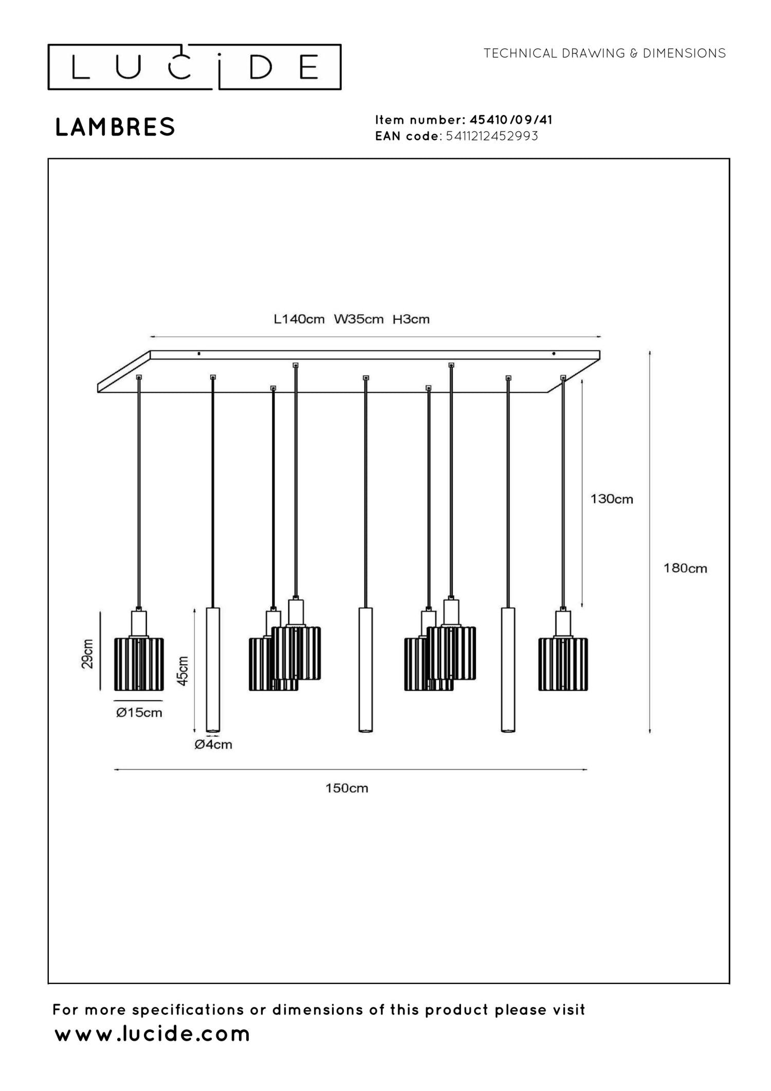Lucide LAMBRES Hanglamp - Taupe
