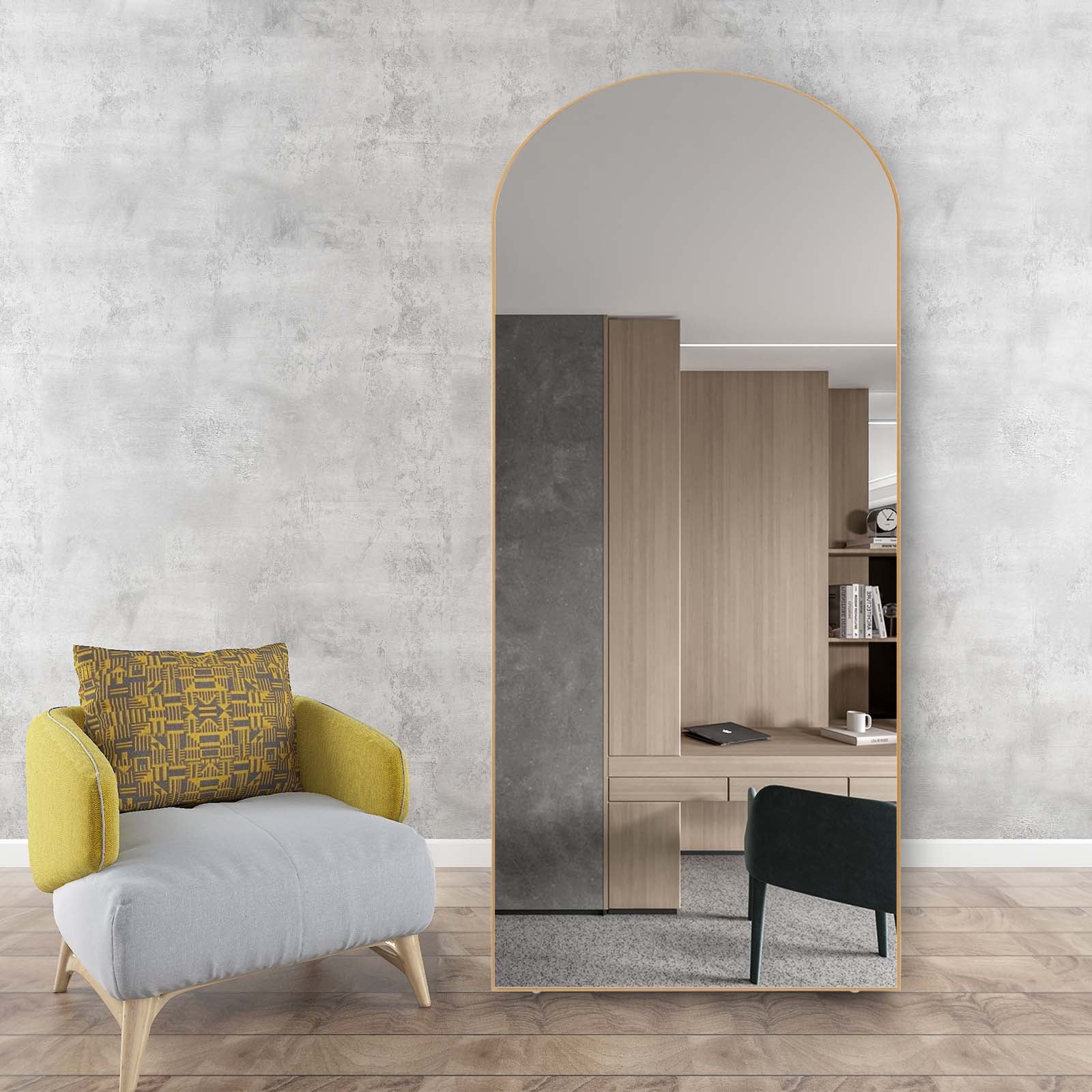 RACHMADES 65"x24" Arch Mirror Full Length Full Body Mirror Arched Floor Mirror with Stand Tall Mirror Long Gold Mirror FULL Length - Image 3