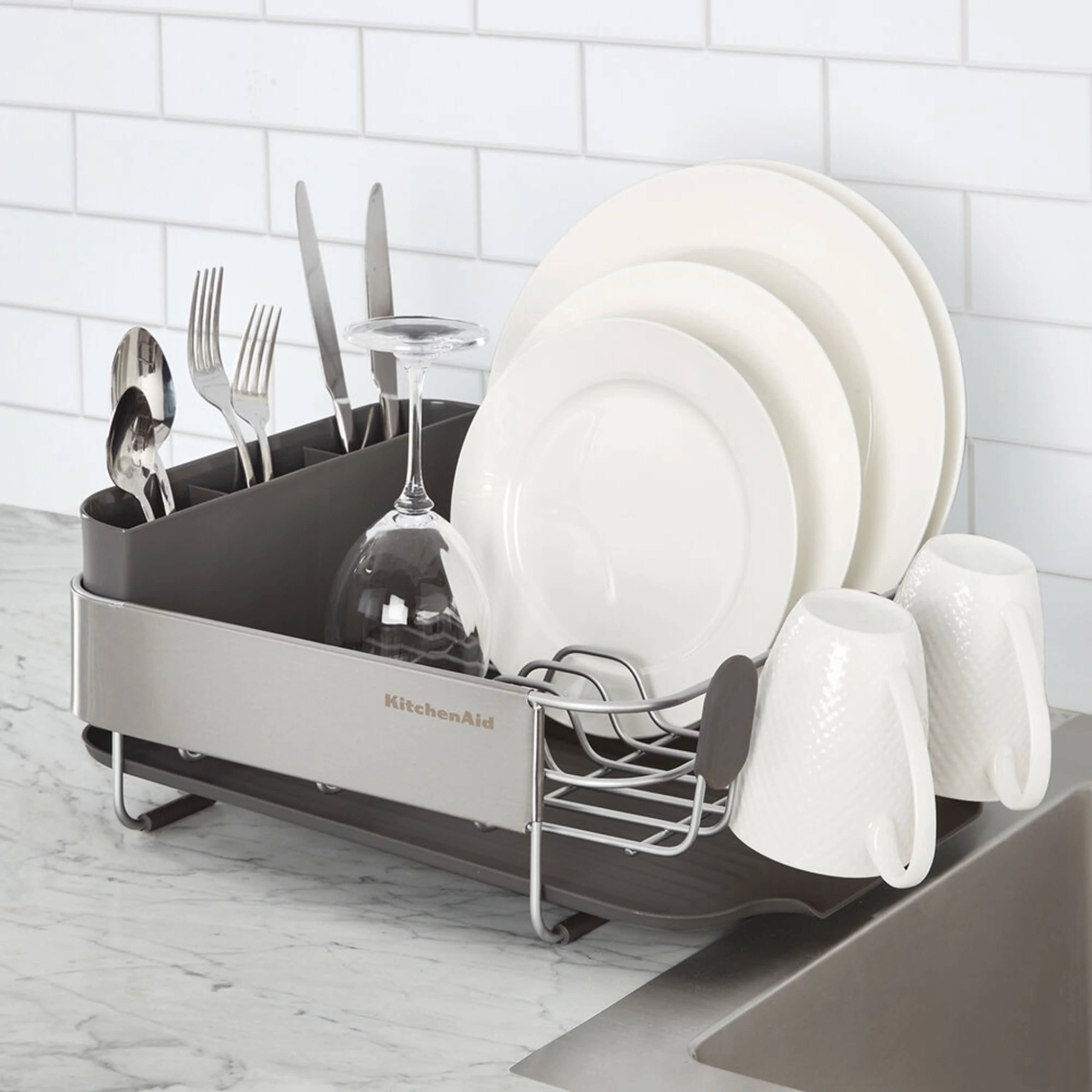 Kitchenaid Stainless Steel Wrap Compact Dish Rack in Satin Gray - Image 2
