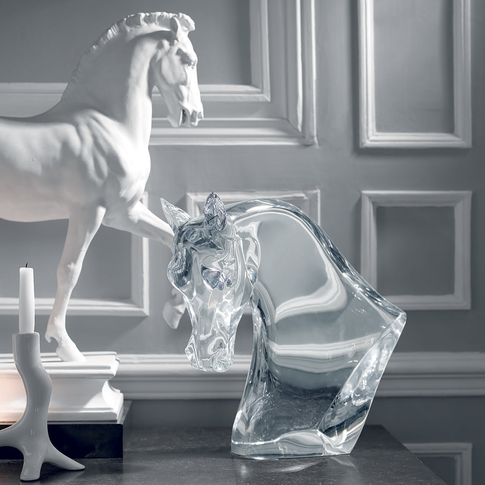 SCULPTURE TÊTE DE CHEVAL - CRISTAL INCOLORE