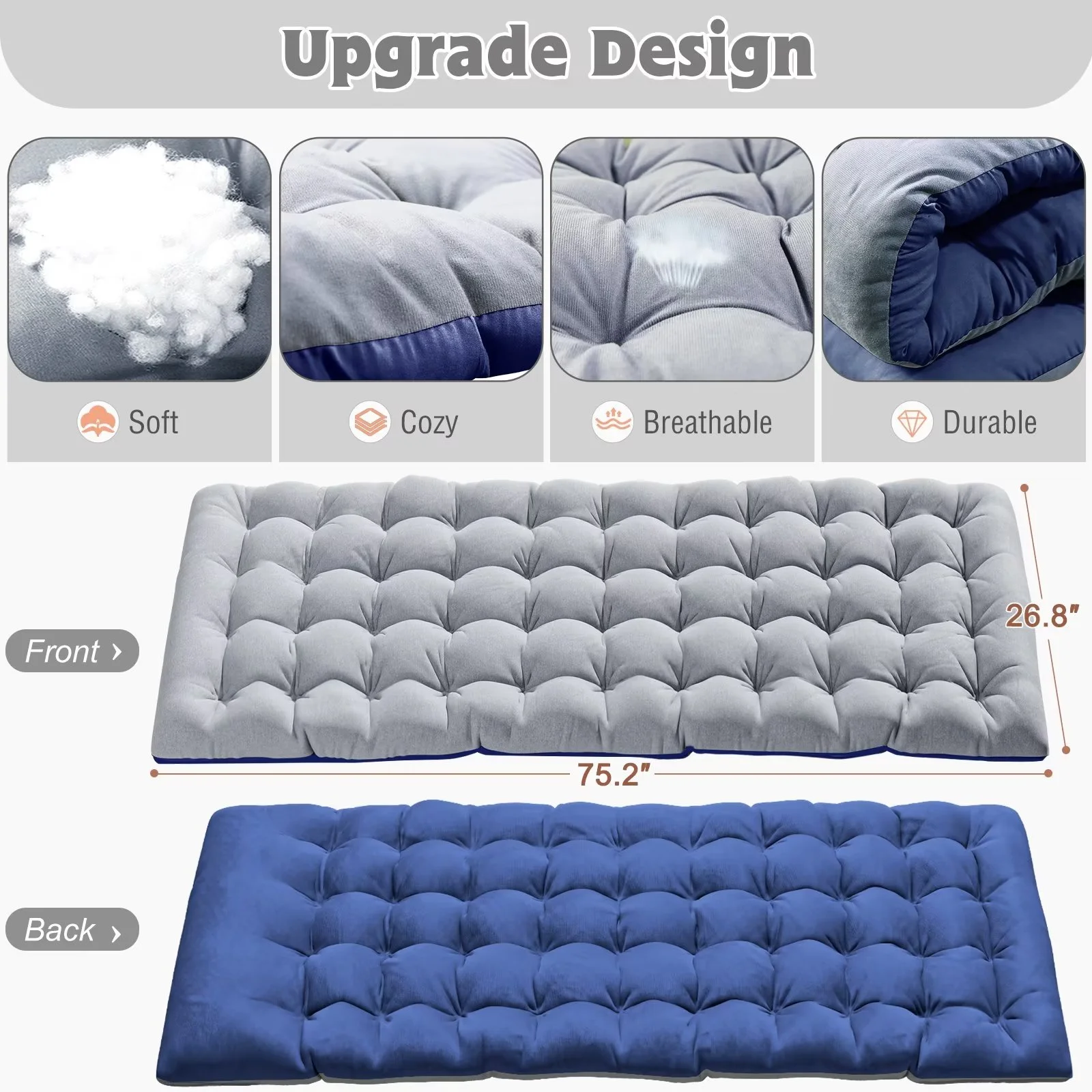 MOPHOTO Lounge Chair with Mattress, Outdoor Chaise Lounge Support 440 Lbs, Adjustable Portable Heavy Duty Sleeping Cots Bed for Camping, Pool, Beach, Patio - Image 56