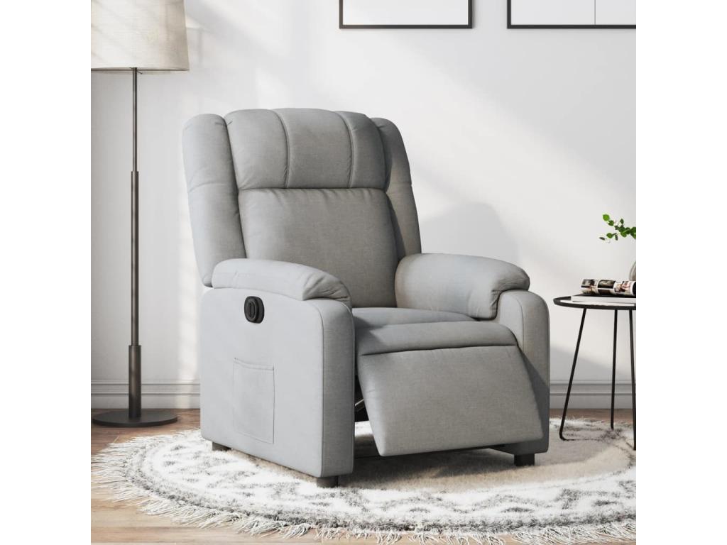 Sillón reclinable eléctrico tela gris claro
