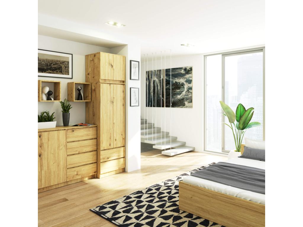 Módulo de armario Cozetiq S60 Roble Artisan 60 cm 2 puertas color Roble Artisan mate 2 estantes 60x51x55 cm