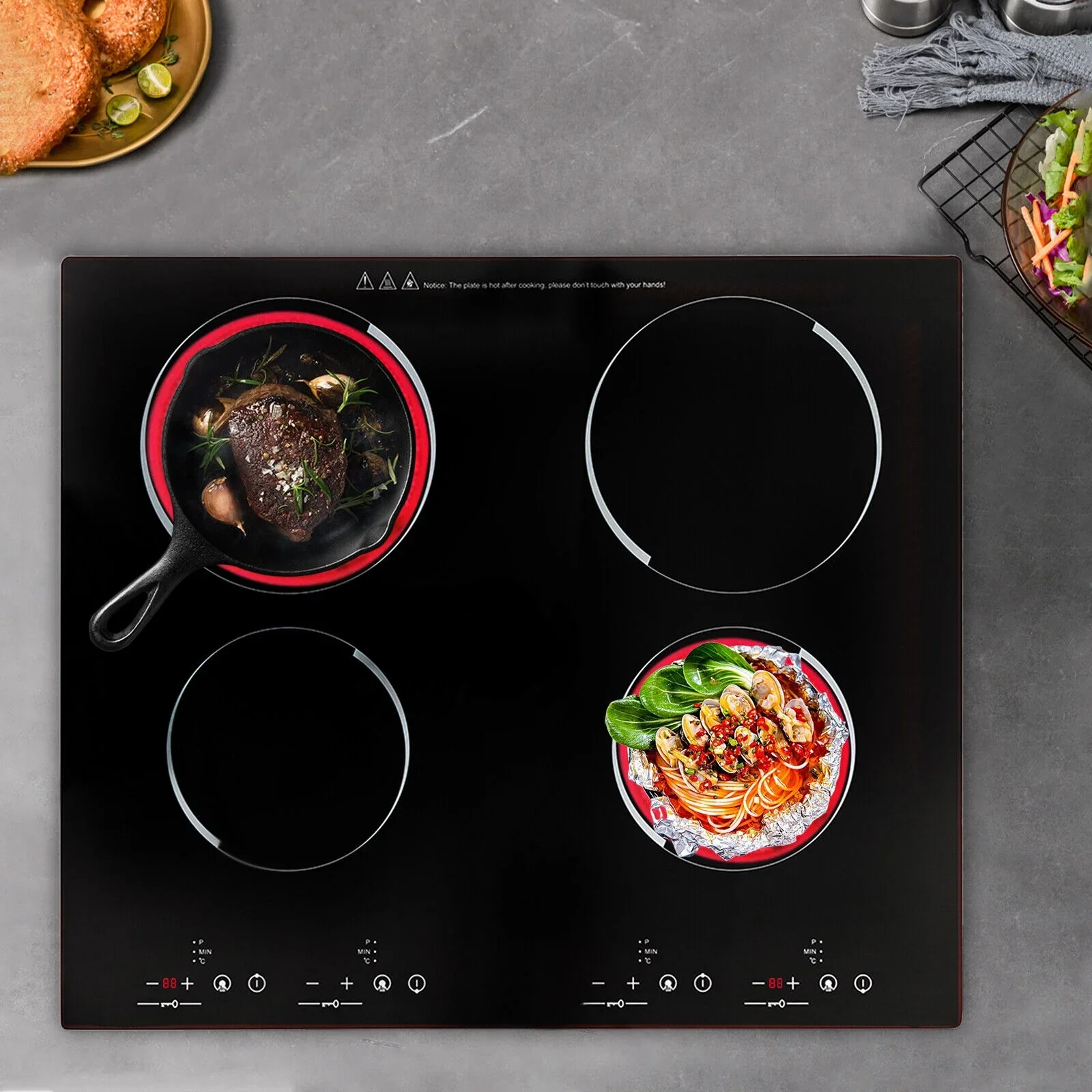 4-Burners Electric Ceramic Cooktop Built-in Cooktop Stove Ceramic Cooking Stove for kitchens, cabins