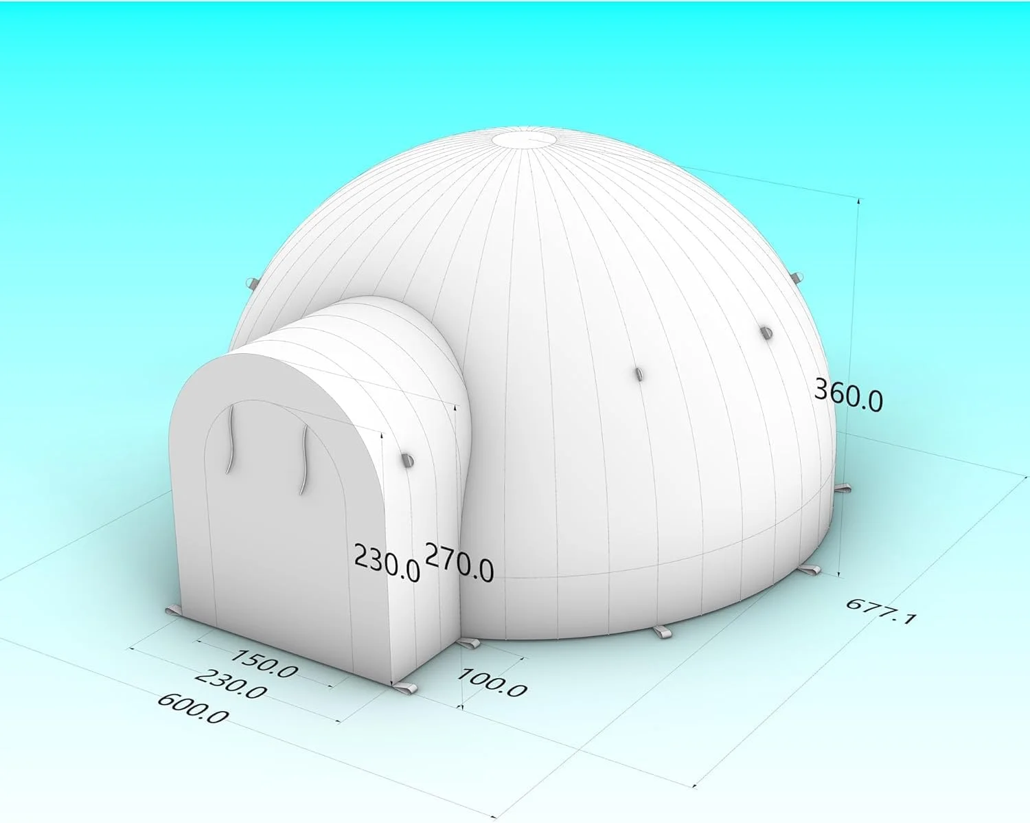 SAYOK 16.4ft Inflatable Igloo Dome Tent with LED Lgith Protable White Nightclub Tent for Party Wedding Event - Image 5