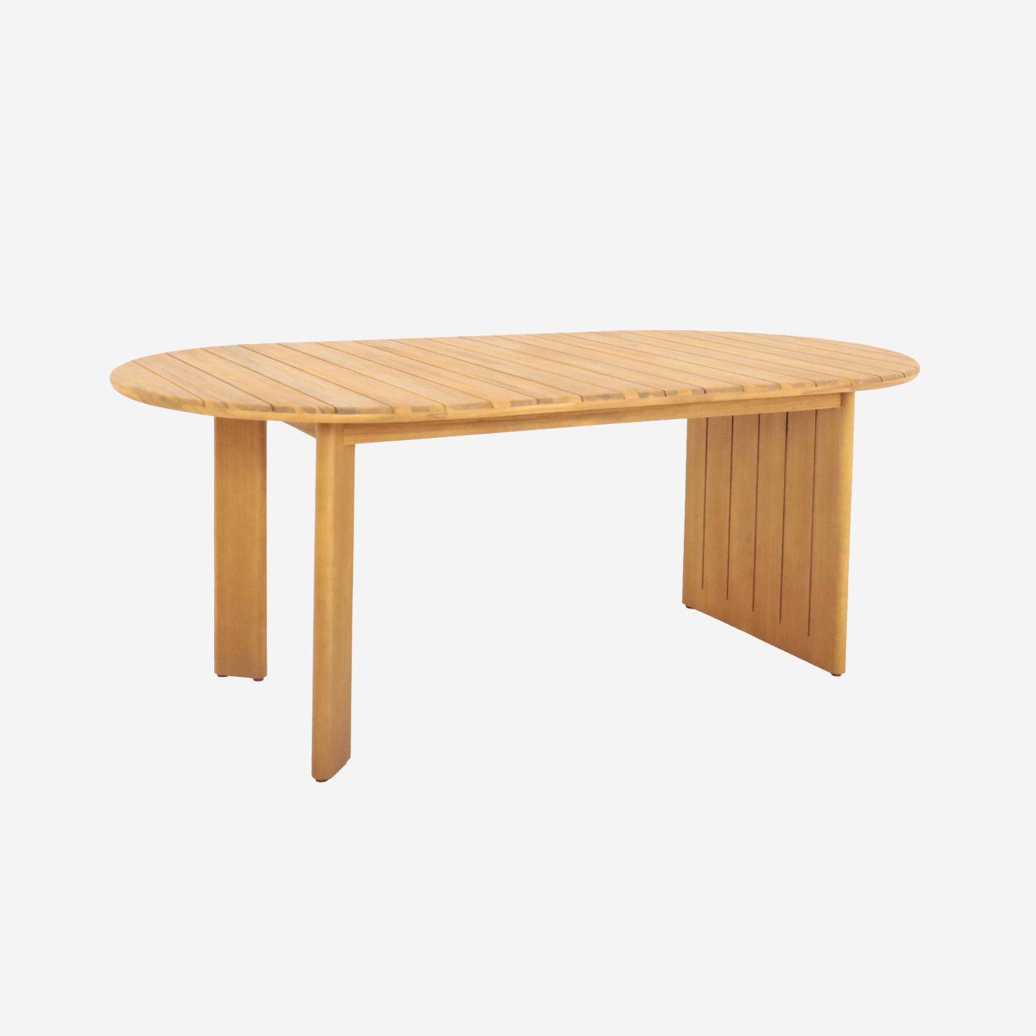 Bosca - Mesa de jardín ovalada de madera de acacia, 6 plazas