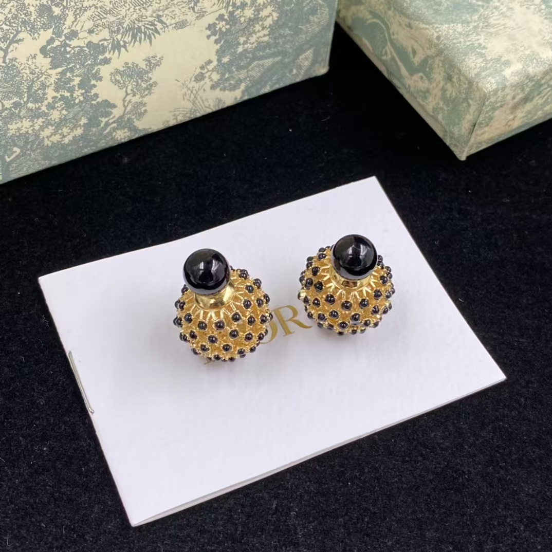 Dior Black Stud Earrings - Original Replica Club