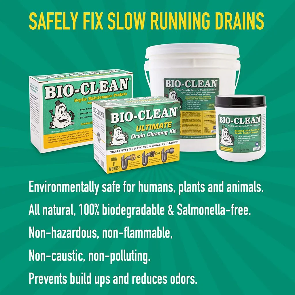 Bio-Clean natural drain cleaner, suitable for septic tanks and grease traps, environmentally friendly