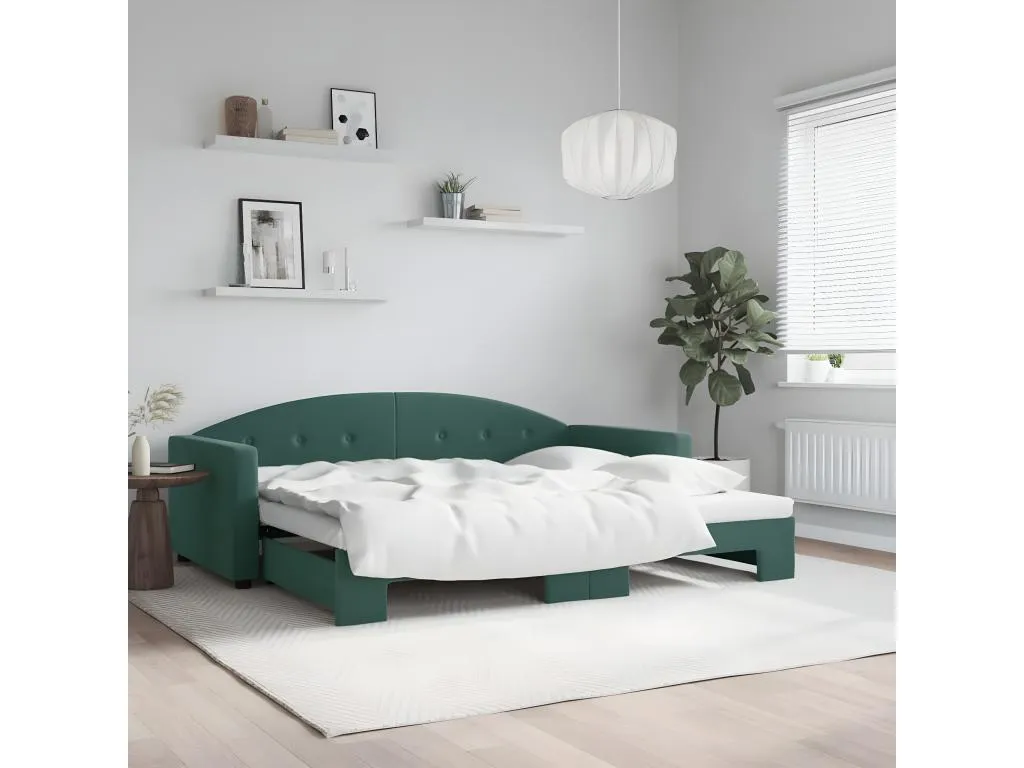 Sofá cama Kavehomedeco terciopelo verde oscuro 90x200 cm PZCC94812