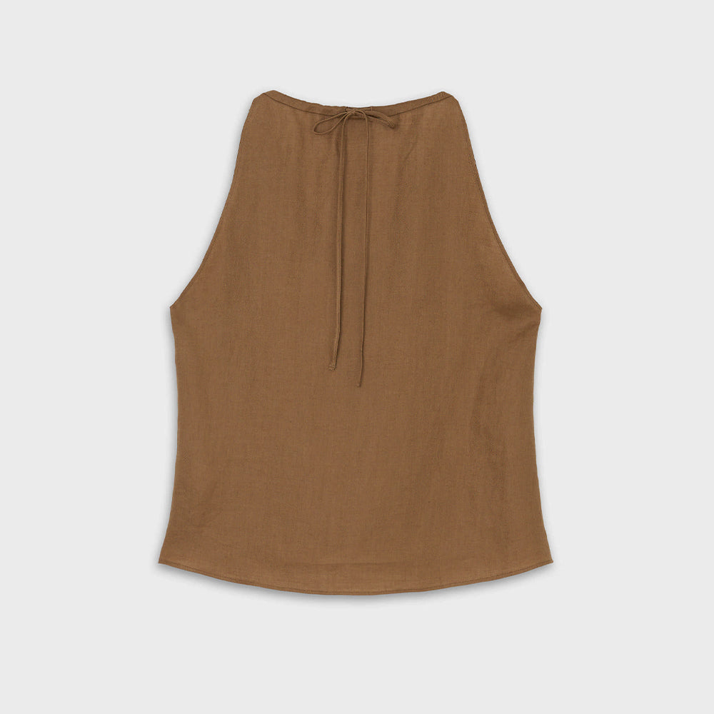 The Loom - Top Ruche Halter - Marron