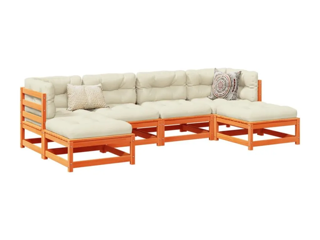 Set de sofás jardín 6 pzas con cojines Mobtrendy marrón cera 73873ulam