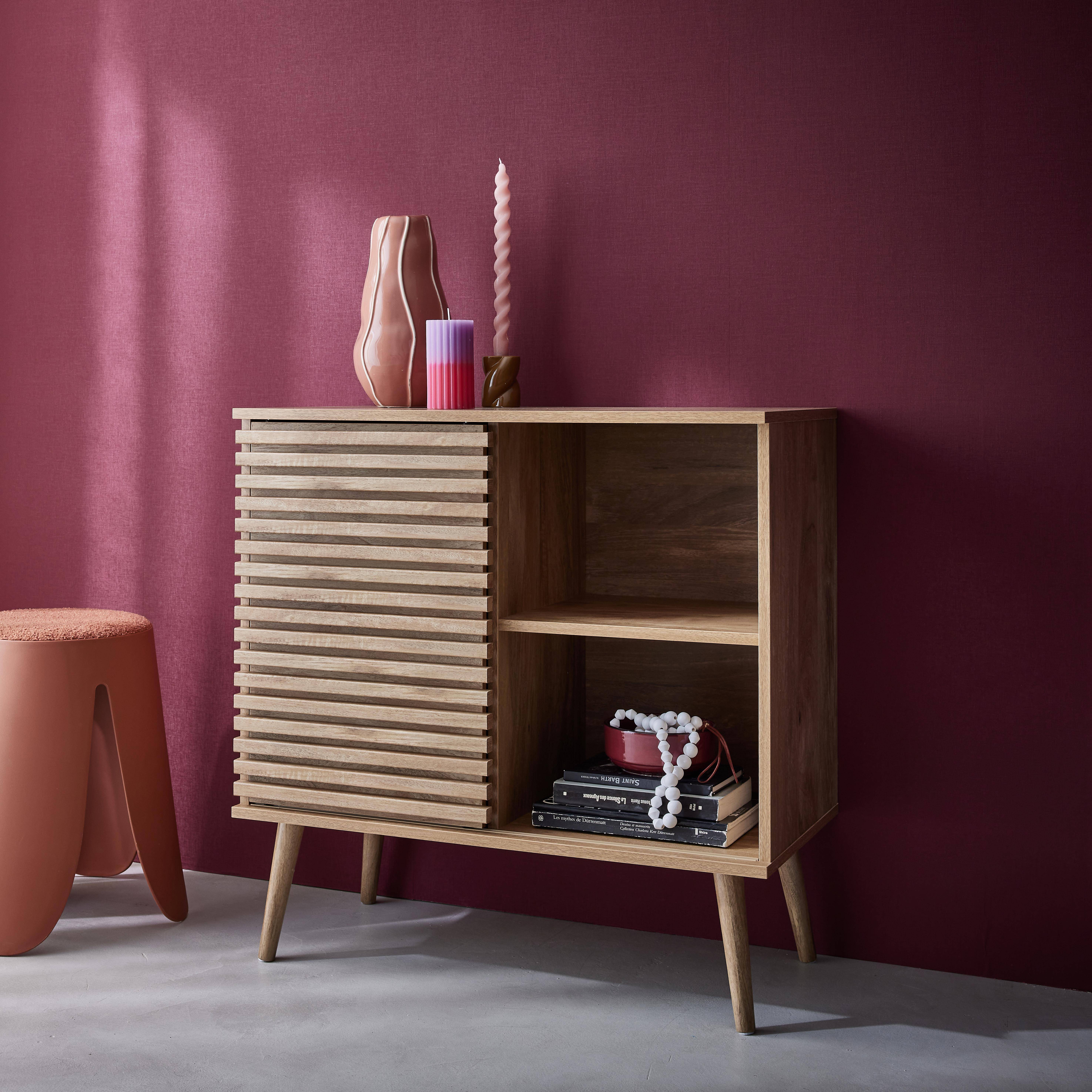 Madere - Aparador escandinavo con decoración de madera, 80cm
