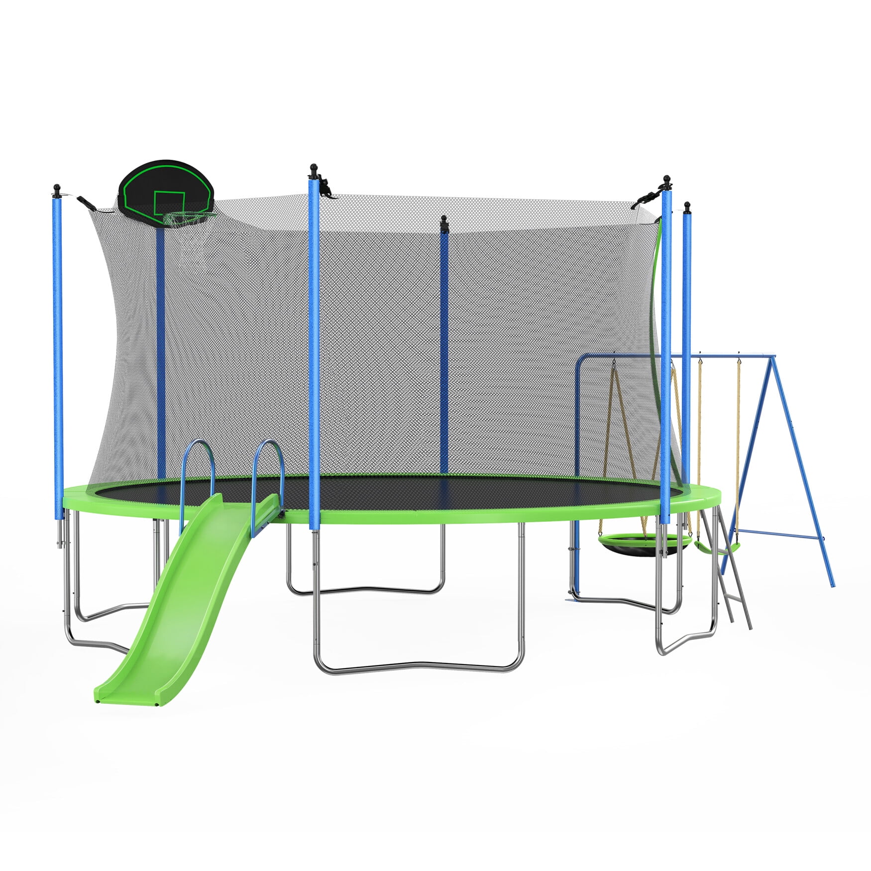 12FT Trampoline with Slide and Swings, Large Outdoor Backyard Trampoline with Basketball Hoop and Ladder for Kids and Adults - Image 5