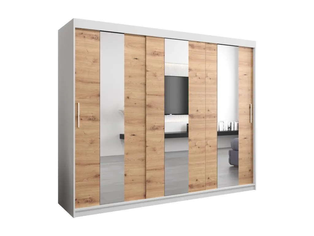 Armario Decoencanto de puertas correderas 200/250/62 3 puertas (blanco/artisan)