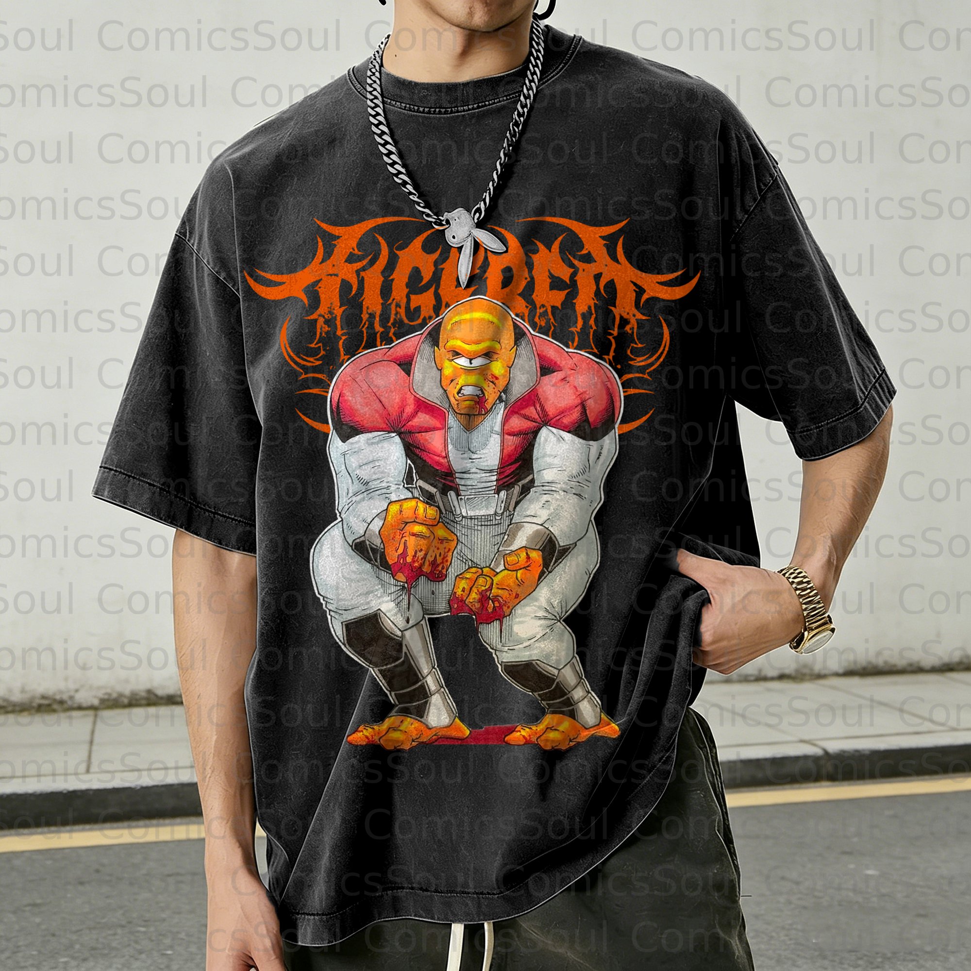 Unisex Anime Inspired Vintage Washed T-Shirt