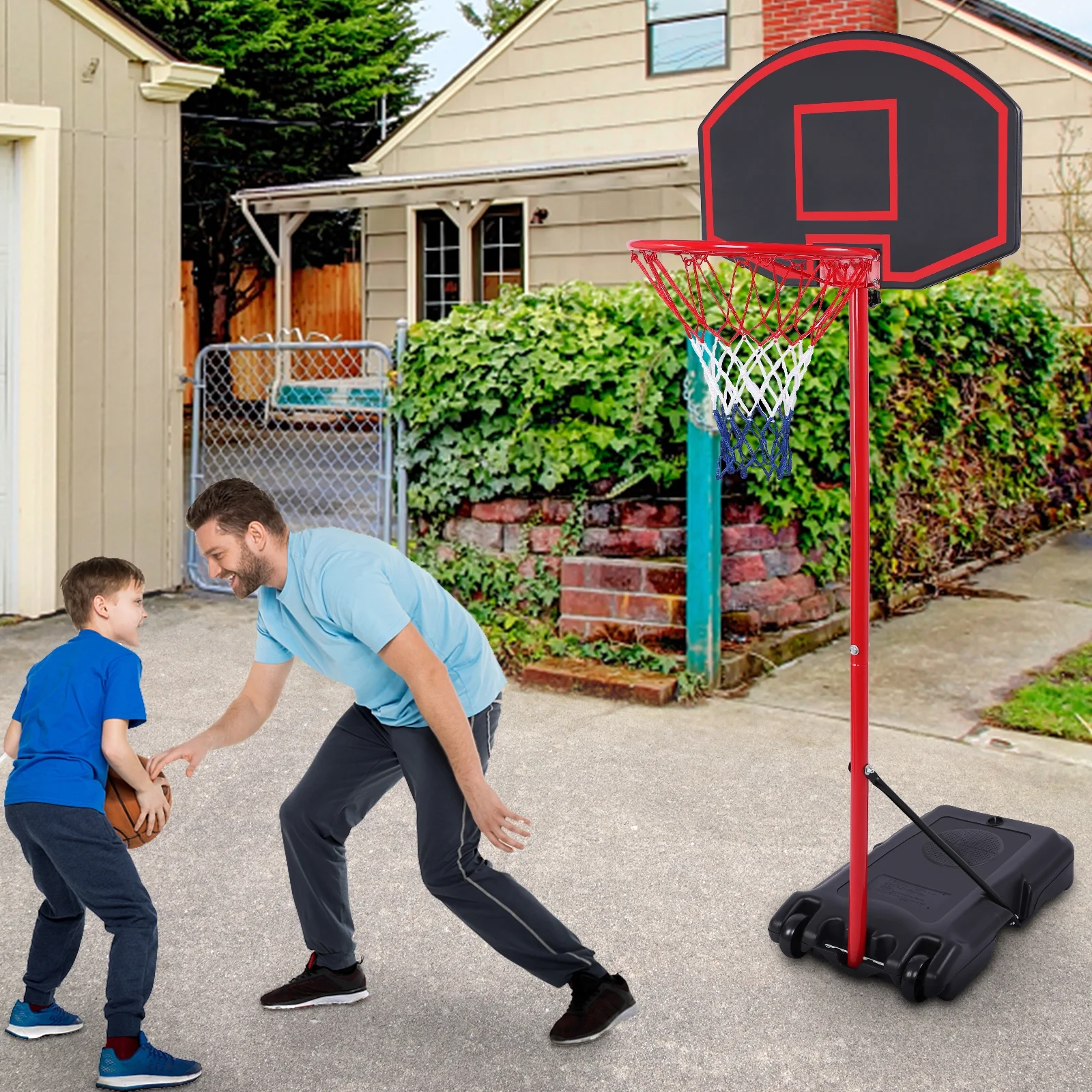 Ktaxon 5.2' to 6.9' Adjustable Basketball Hoop Stand with Wheels, Backboard, Rim Net,Portable for Teenager Indoor/Outdoor Fitness Exercise - Image 3