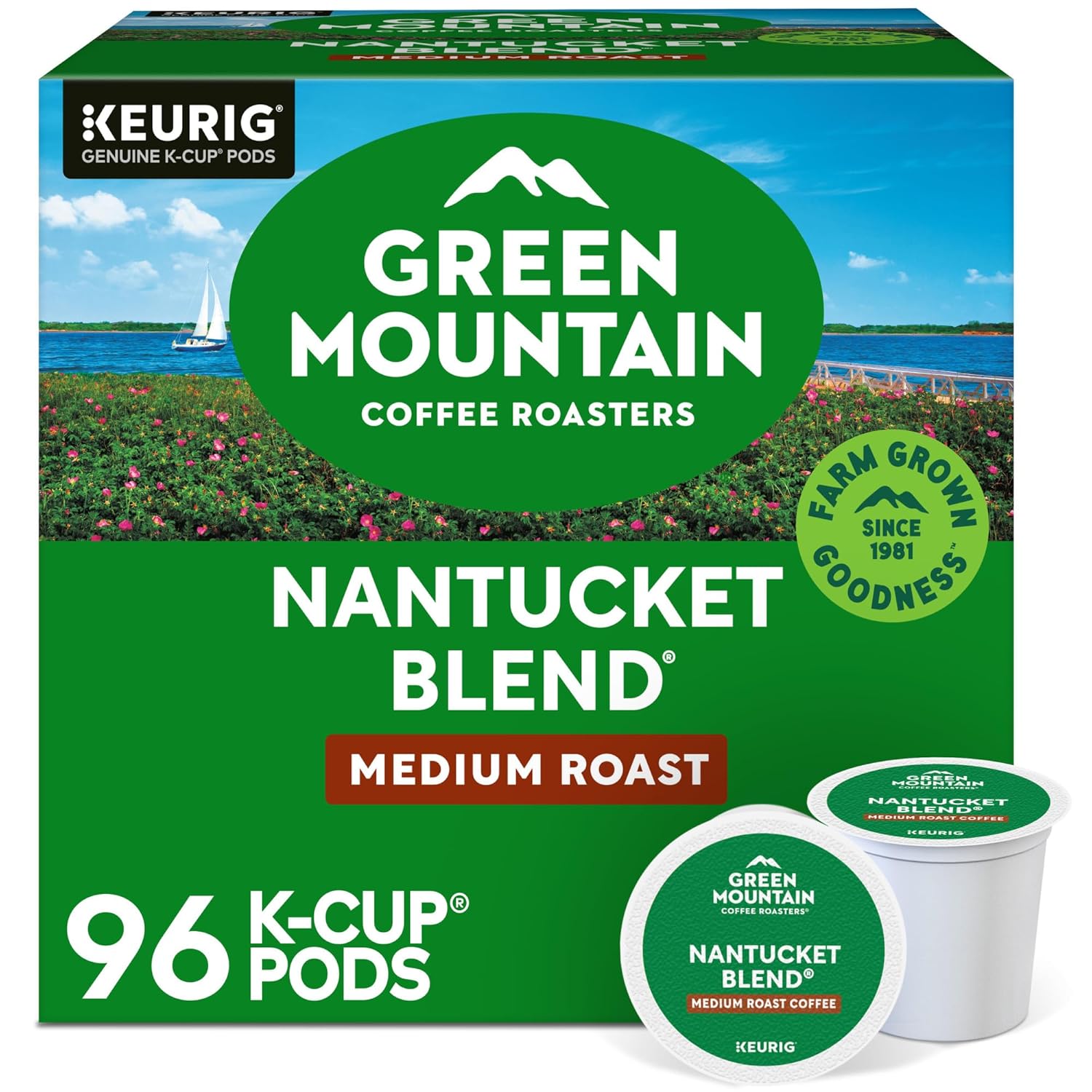 Green Mountain Coffee Roasters Nantucket Blend Keurig Single-Serve K-Cup Pods. Medium Roast Coffee. 96 Count