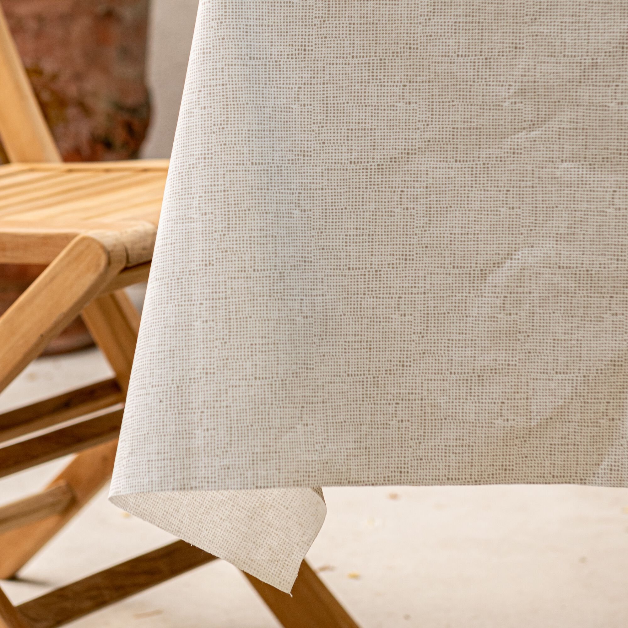 TAMY - Nappe enduite en coton - beige alpilles 150x250cm