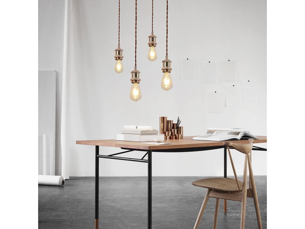 Laocacasas - Soplente E27 de montaje colgante, lámpara de estilo vintage - Moderna lámpara colgante con cable rosa y oro, de 1,3 metros, lámpara industrial con sombrero y anillo de sujeción para techo, para comedor, bar, café.