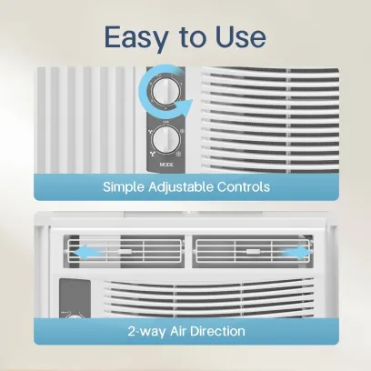 5000 BTU Window Air Conditioner Easy Cool - Capable of Cooling up to 150 Sq Ft. 2 Fan Speeds, 4 - Way Air Direction
