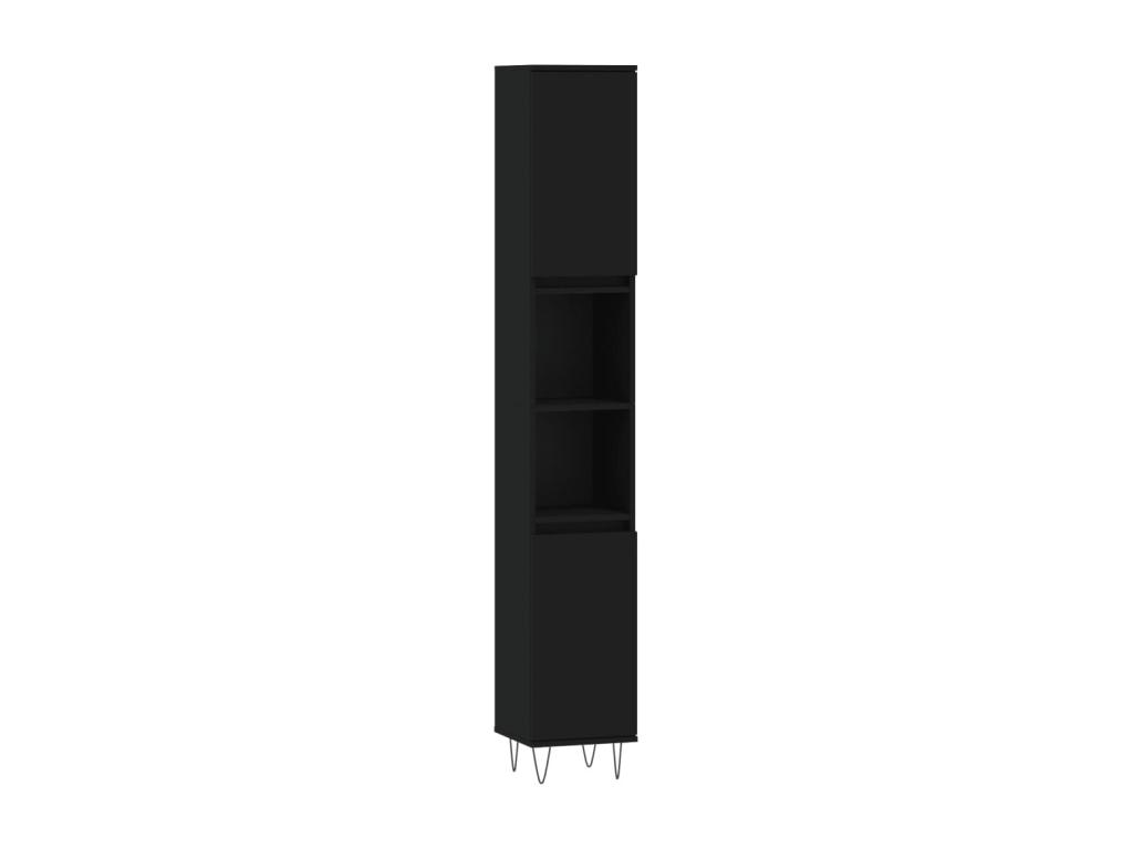 Armario de baño madera contrachapada negro 30x30x190 cm