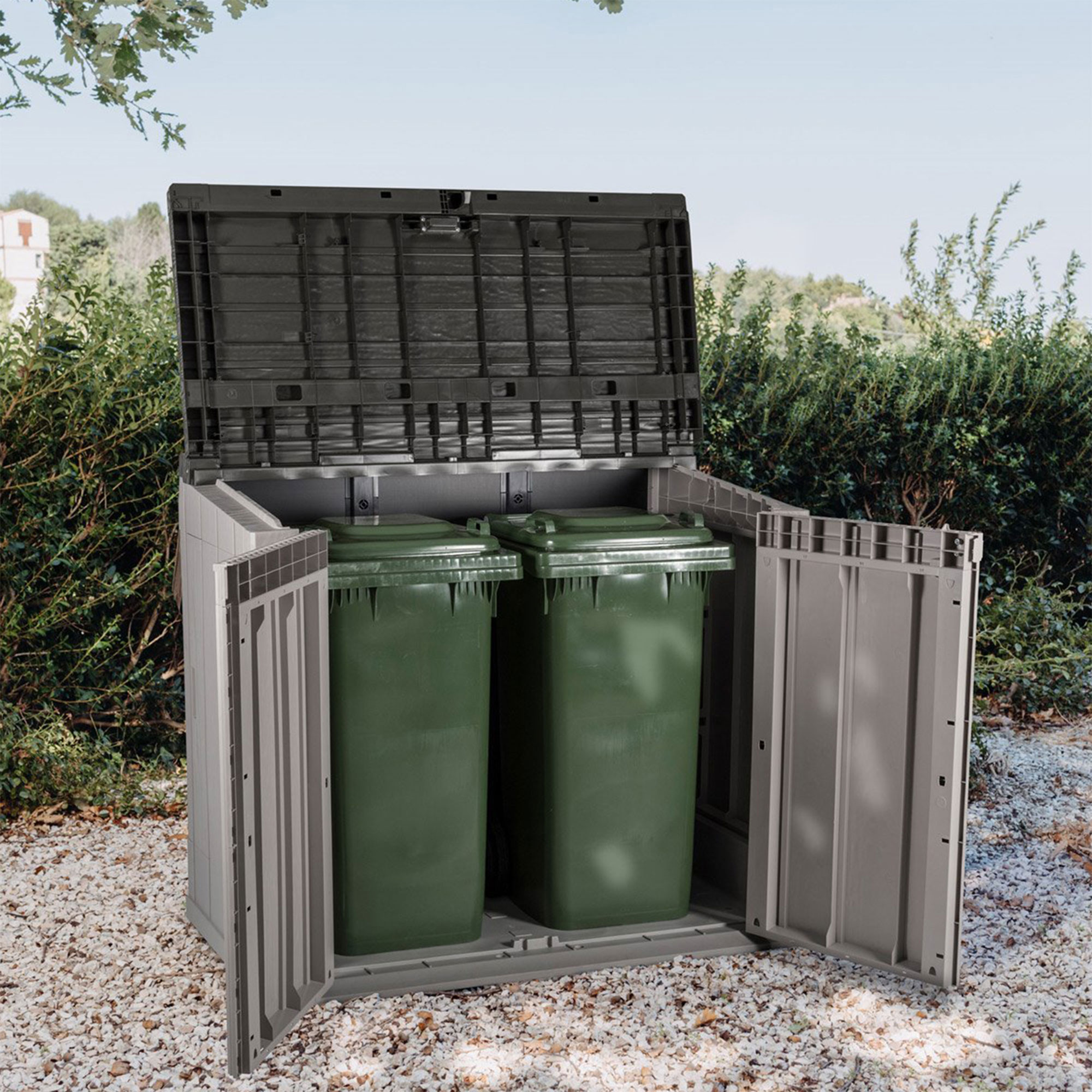 Open Box Toomax Stora Way Outdoor Storage Shed Cabinet, Taupe Grey/Anthracite - Image 2