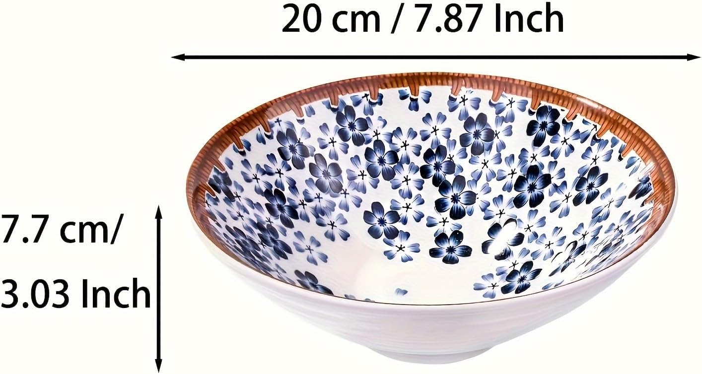 Japanese Ceramic Ramen Bowl Set of 2, 7.87