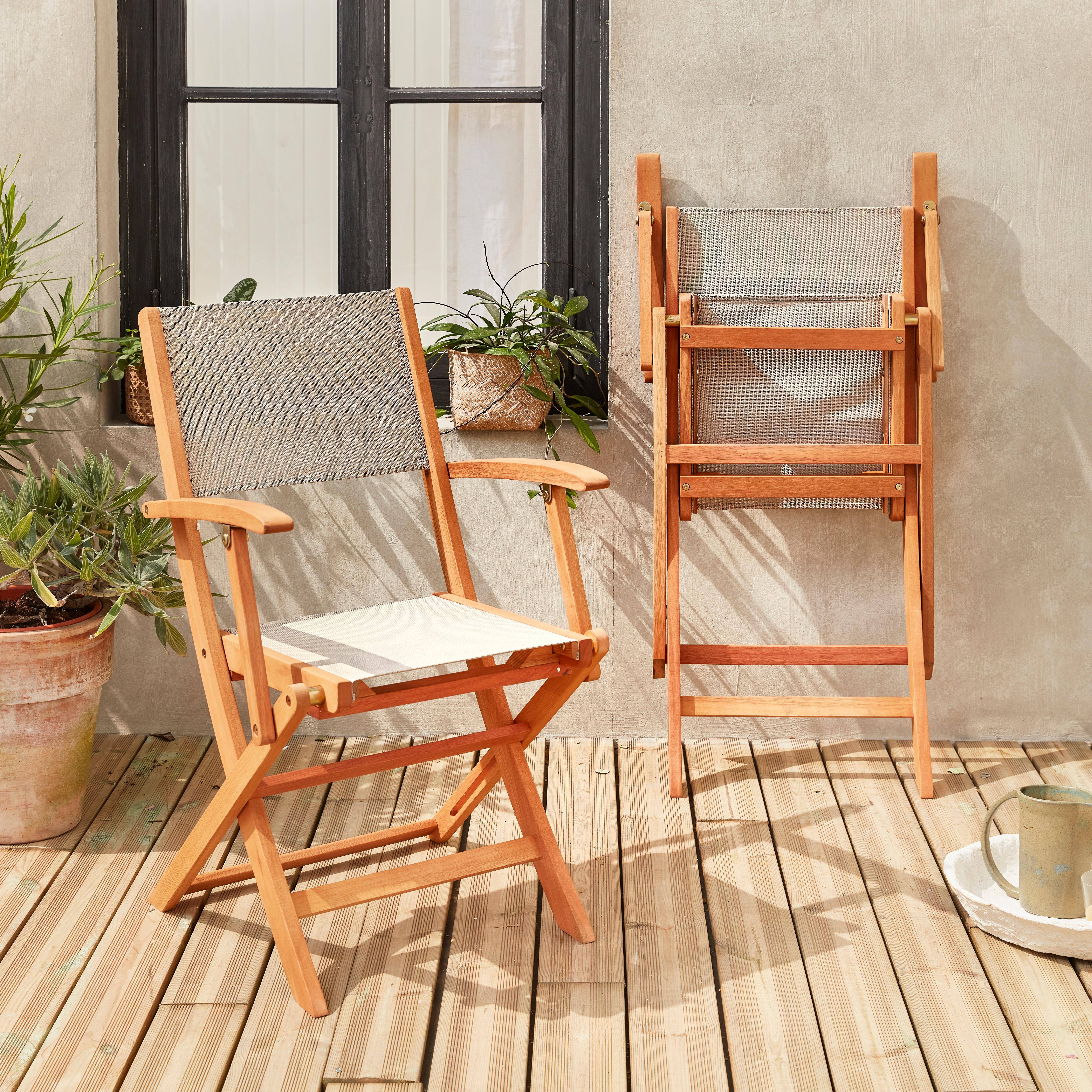 Almeria - Silla de jardín plegable de madera de eucalipto, set de 2