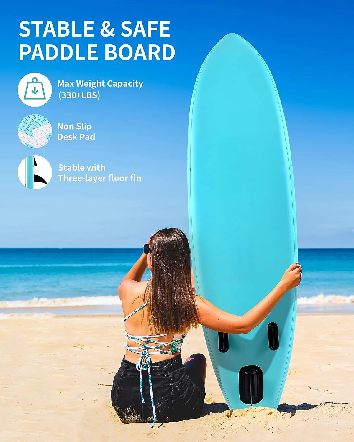 Inflatable Stand up Paddle Board SUP Inflatable Paddle Board with Paddleboard Accessories Triple Action Pump Fishing Green - Image 4