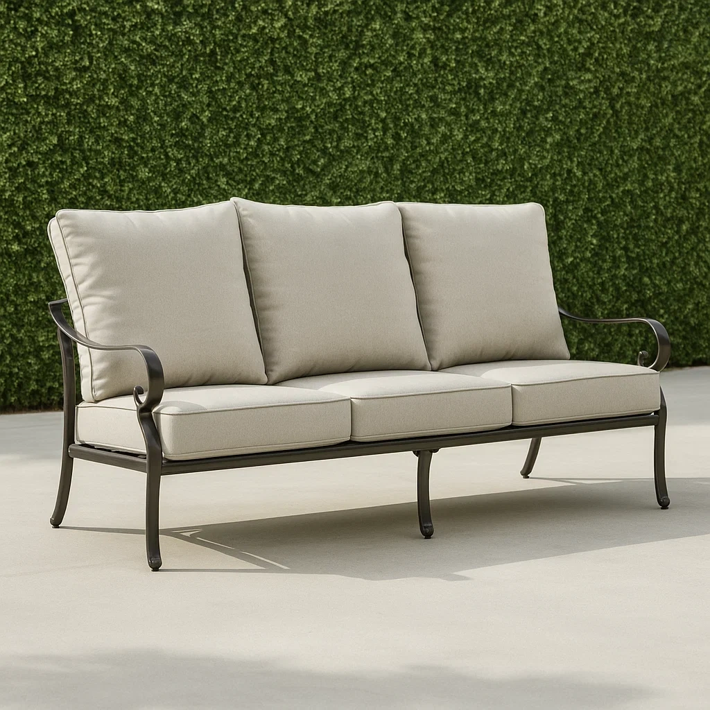 Sofá de exterior,gris,poliéster y aluminio,para exterior,196x61x98cm