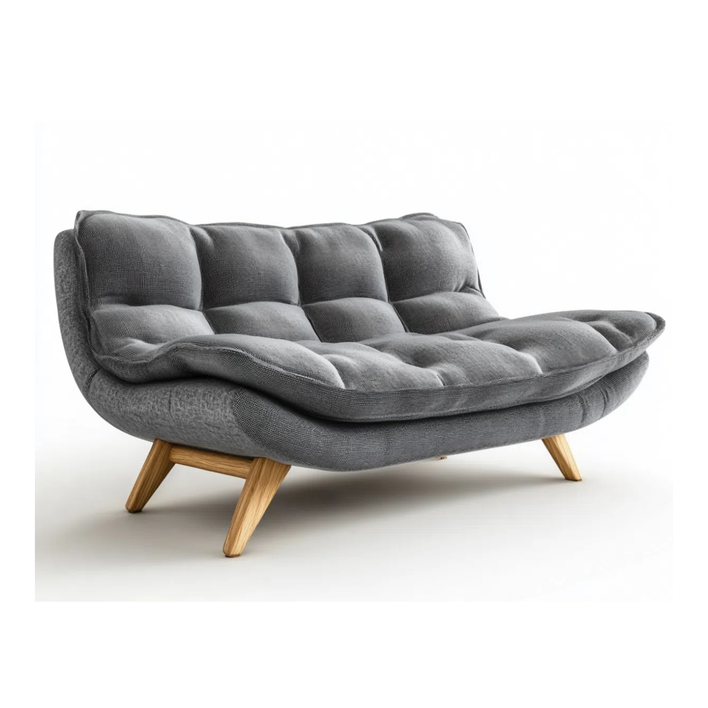 Sofá de diseño contemporáneo gris oscuro con patas de madera