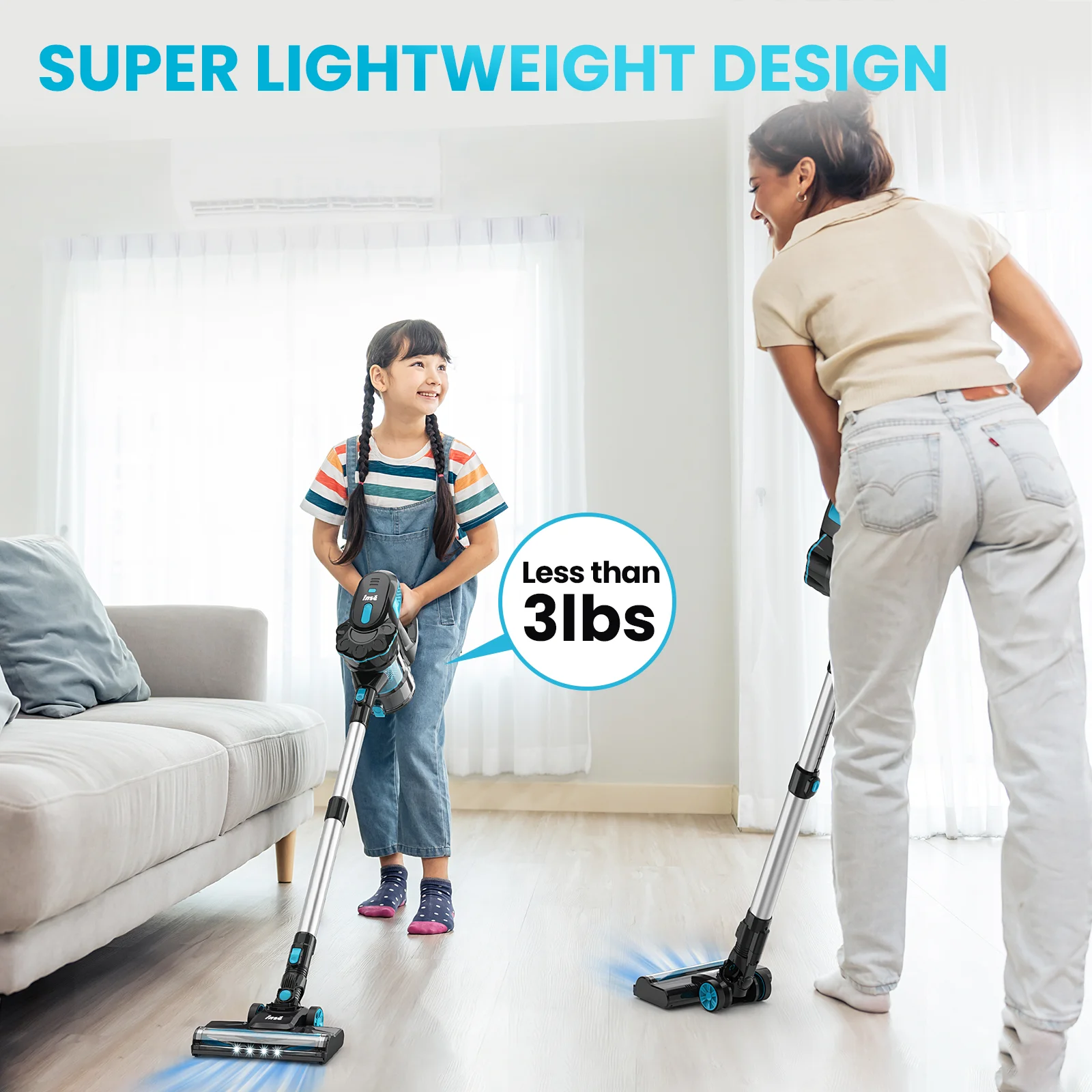 INSE Cordless Vacuum Cleaners, 6-in-1 Lightweight Stick Vacuum for Hardwood Floor Carpet Pet Hair, V770 - Image 8