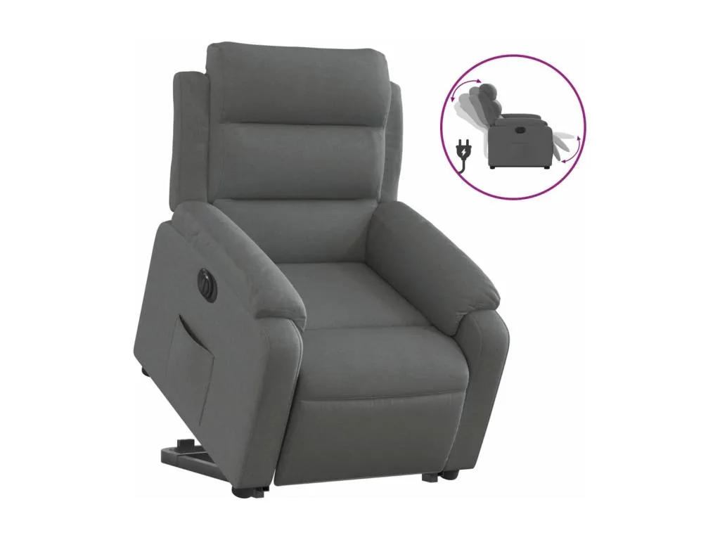 Sillón eléctrico reclinable elevable de tela gris oscuro