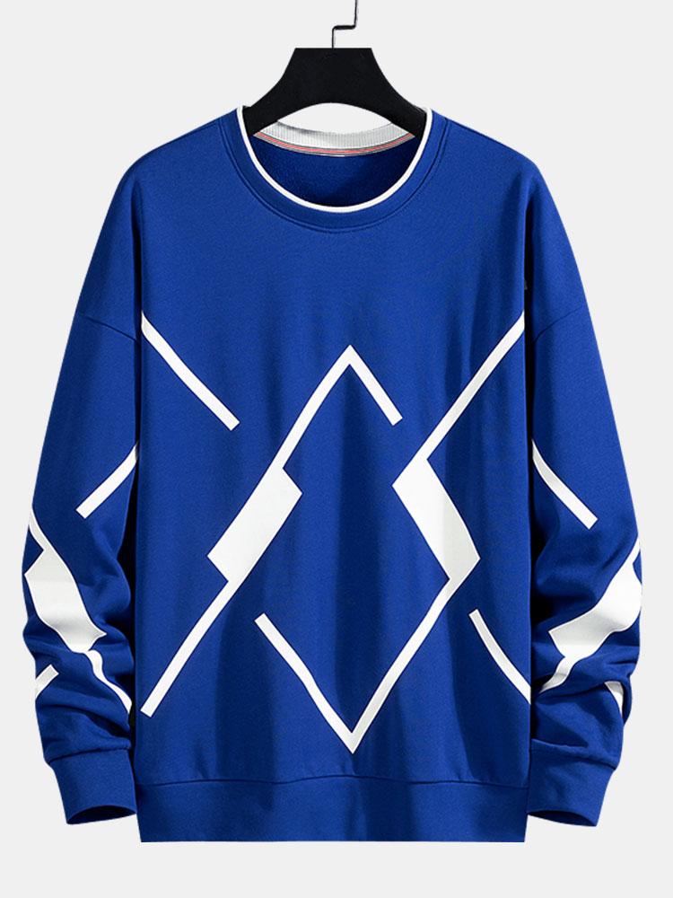 Geometric Print Crew Neck Sweatshirt