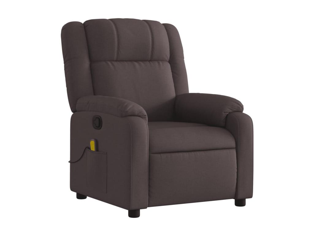 Sillón de masaje reclinable de tela marrón oscuro