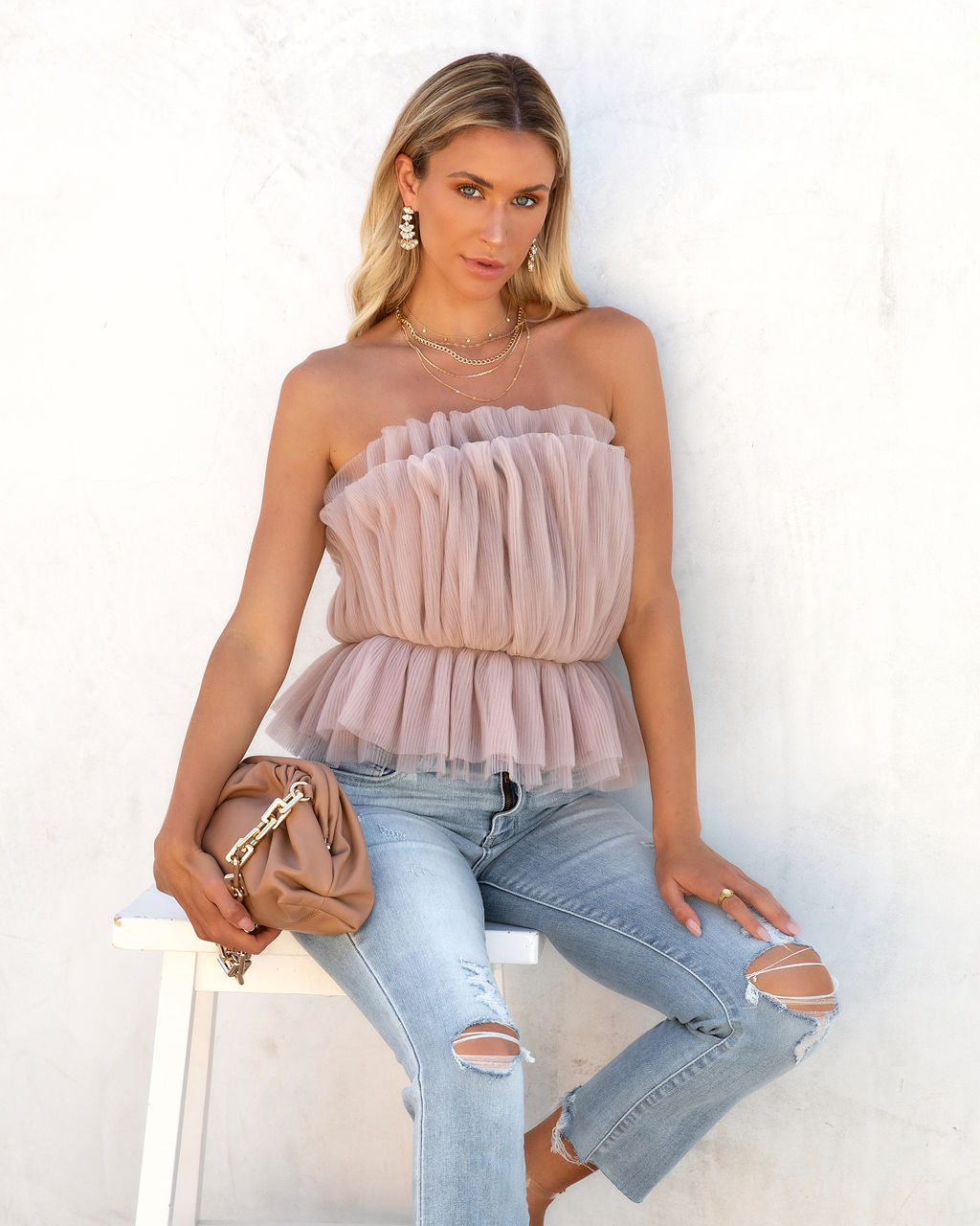 Glam Me Up Strapless Plisse Tulle Top - FINAL SALE - Se7enfashion