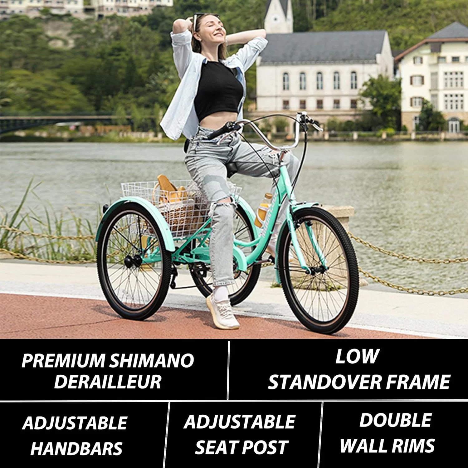 FICISOG 7 Speed Adult Tricycle for Women, 20/24/26 Inch Adult Trike with Basket, 3 Wheel Bikes for Adults Seniors, Cruise Trike for Shopping Picnic - Image 48