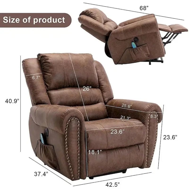 Comfortable Power Lift Recliner Chair with Breathable Fabric, Massage, Heat, and USB Charging Port
