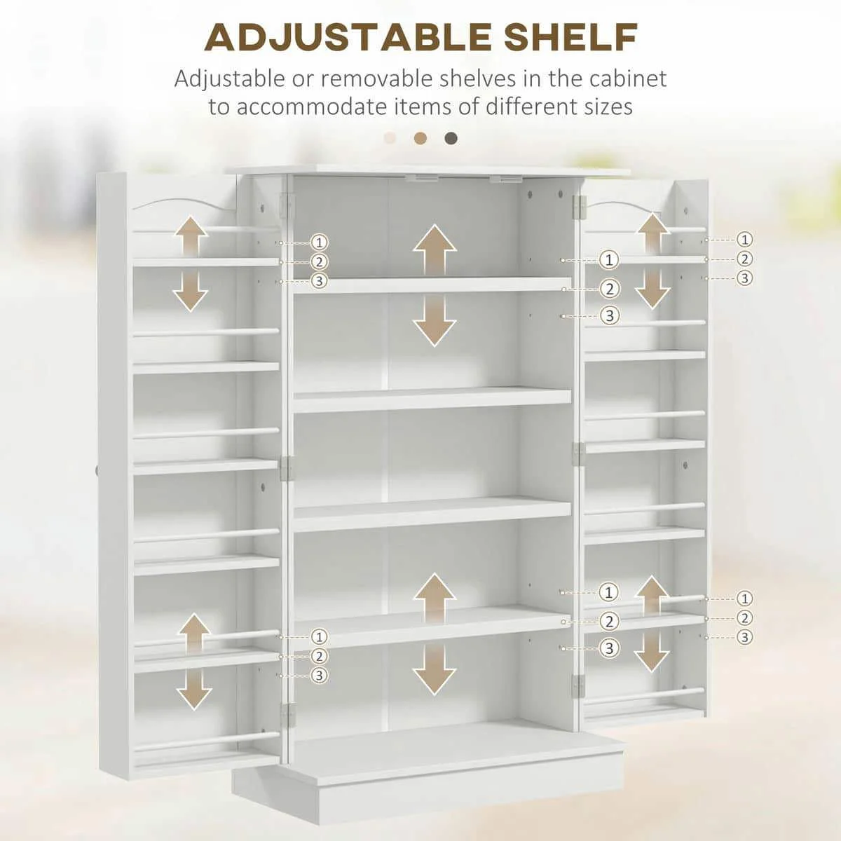 Spaco 17-Tier Kitchen Small Pantry Cabinet with 2 Doors and 6 Adjustable Shelves, Cabinet Pantry, Freestanding 5-Tier Shelving Pantries for Kitchen Storage, Gray - Image 40