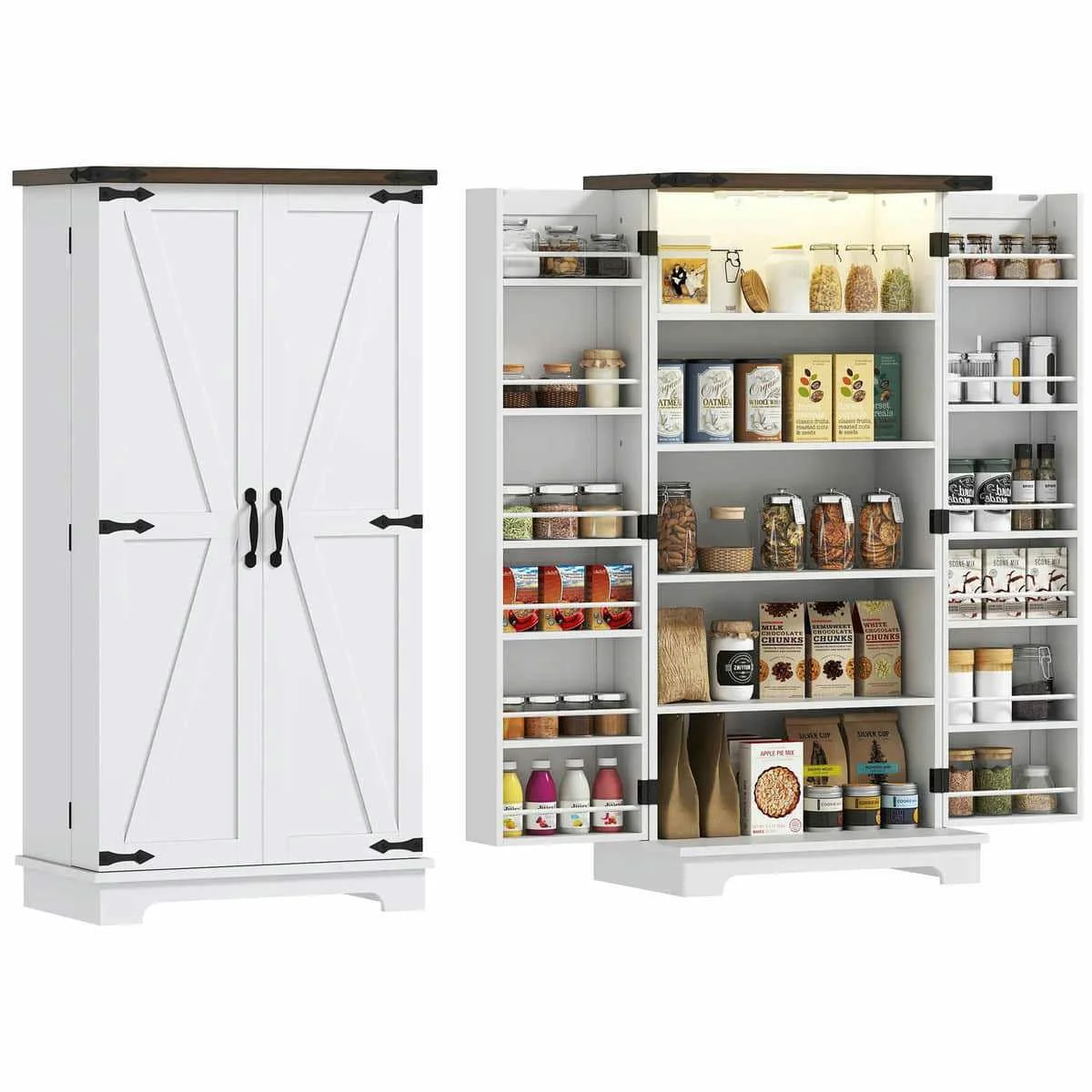 Spaco 17-Tier Kitchen Small Pantry Cabinet with 2 Doors and 6 Adjustable Shelves, Cabinet Pantry, Freestanding 5-Tier Shelving Pantries for Kitchen Storage, Gray - Image 26