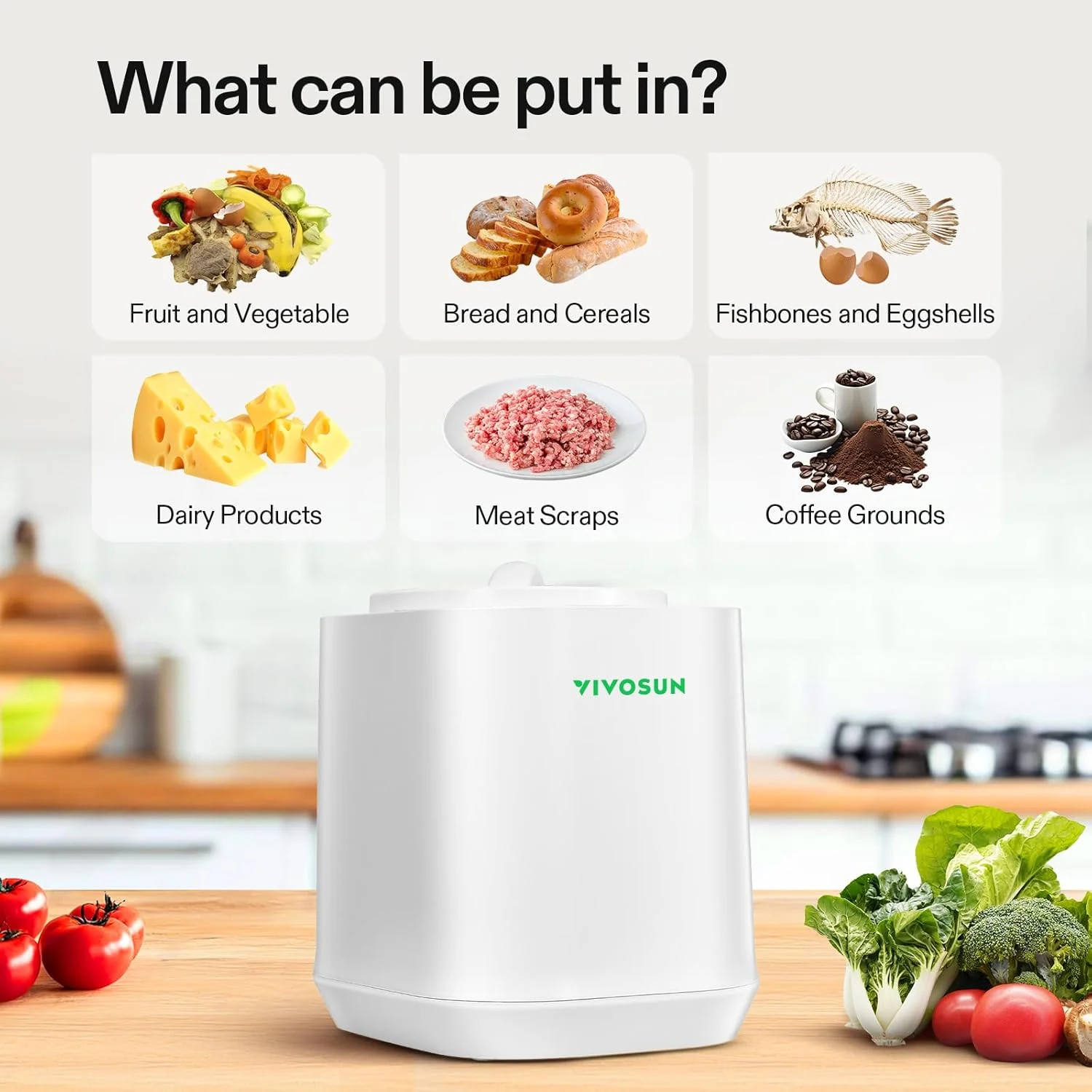 VIVOSUN 4L Electric Composter for Kitchen Indoor, Smart Compost Machine for Countertop, Odorless/Auto-Cleaning/3 Modes/Intelligent LED Display, Mill Composter Kitchen Bin Food Recycler, Black - Image 12