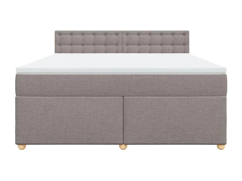 Cama box spring con colchón tela gris taupe 180x200 cm vcd3521577