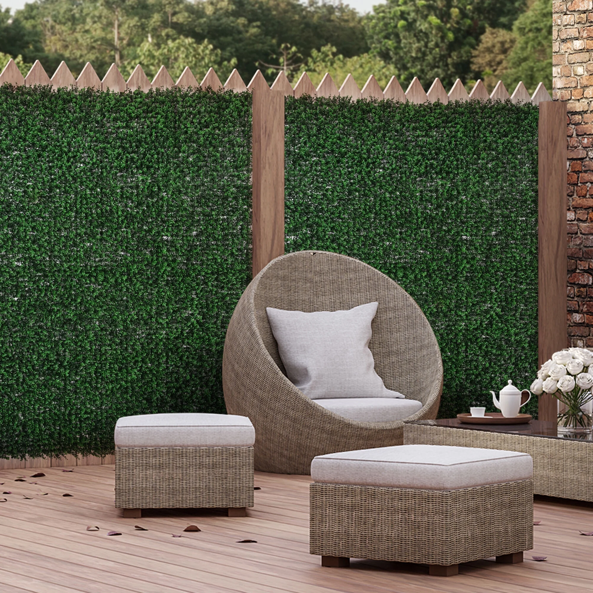 DUOSONG Outsunny Grass Wall Panels, 20" X 20" Artificial Grass Wall Decor,Greenery Backdrop Panels Wall For Outdoor, Indoor, Garden, Fence, Backyard, Fresh Green Green POLYETHYLENE Garden & Outdoor - Image 2