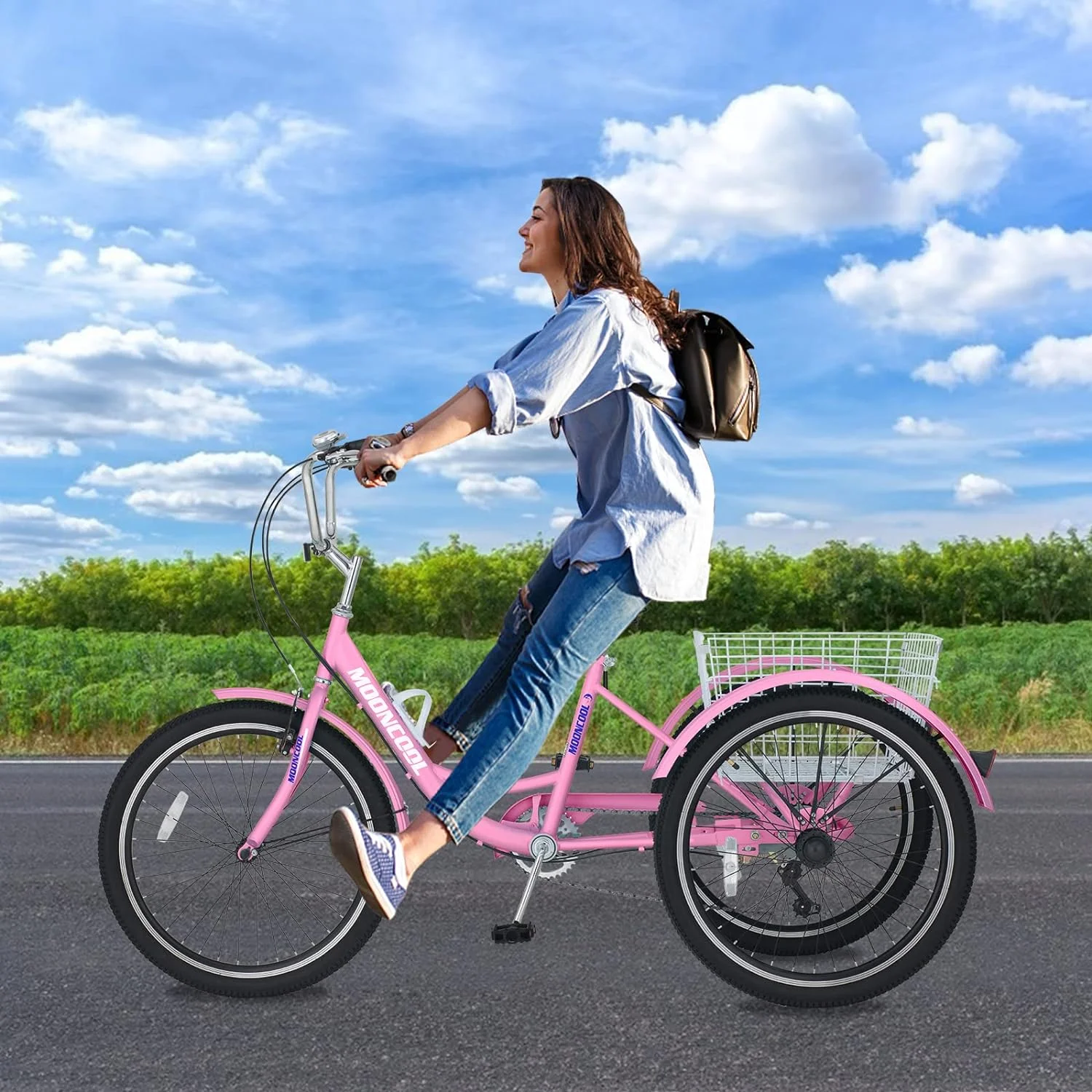 FICISOG 7 Speed Adult Tricycle for Women, 20/24/26 Inch Adult Trike with Basket, 3 Wheel Bikes for Adults Seniors, Cruise Trike for Shopping Picnic - Image 24