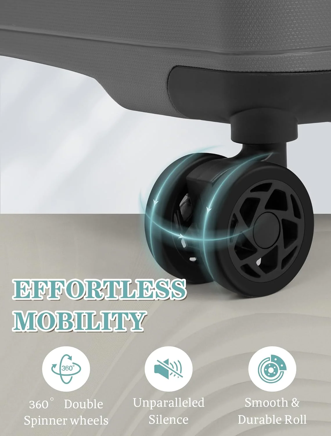 5-piece luggage set with wheels, ABS hardshell suitcase with spinner wheels